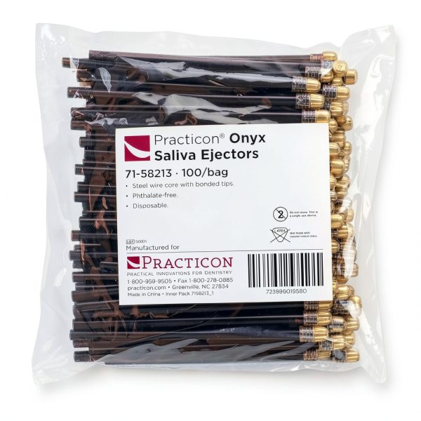 Onyx Saliva Ejector Practicon - Clear Ends, Steel Core, 100 Pack-4