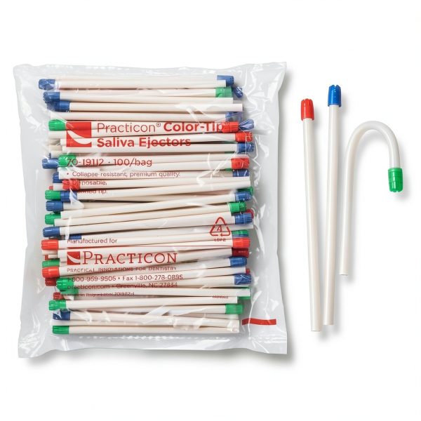 Practicon Dental Saliva Ejector Tubing Clear White 100 per Bag 7019112-0
