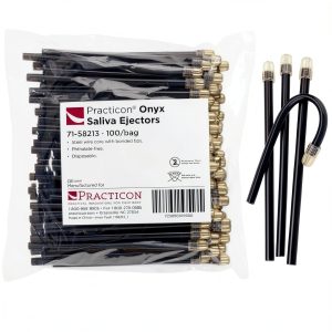 Onyx Saliva Ejector Practicon - Clear Ends, Steel Core, 100 Pack-0