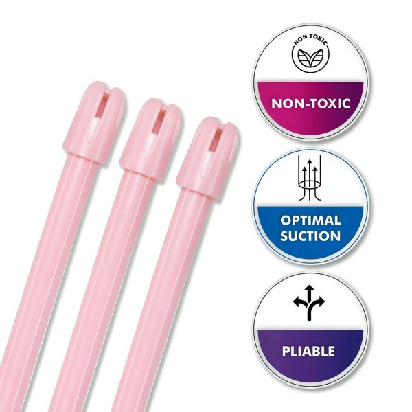 1000 Dental Saliva Ejectors Disposable - Medical Grade Latex Free Evacuation Suction Tips - Flexible Pink Tube with Pink Tip (10 Bags of 100) by PlastCare USA-3