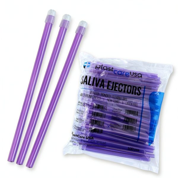 1000 Dental Saliva Ejectors Disposable - Medical Grade Latex Free Evacuation Suction Tips - Flexible Purple Tube with Purple Tip in (10 Bags of 100) by PlastCare USA-6