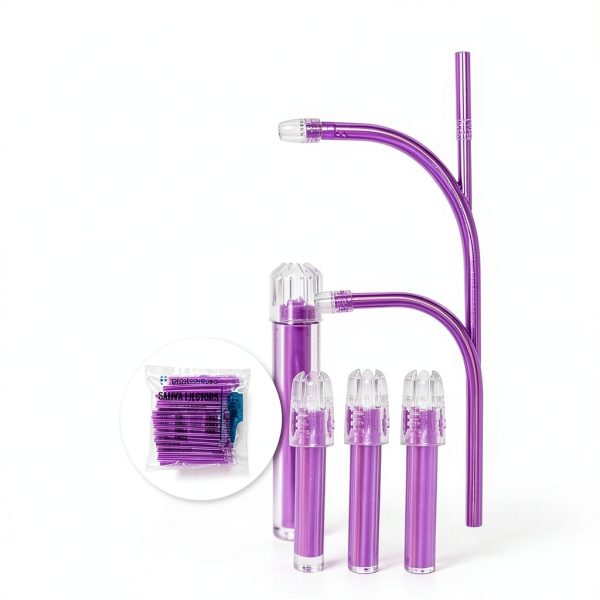 1000 Dental Saliva Ejectors Disposable - Medical Grade Latex Free Evacuation Suction Tips - Flexible Purple Tube with Purple Tip in (10 Bags of 100) by PlastCare USA-2